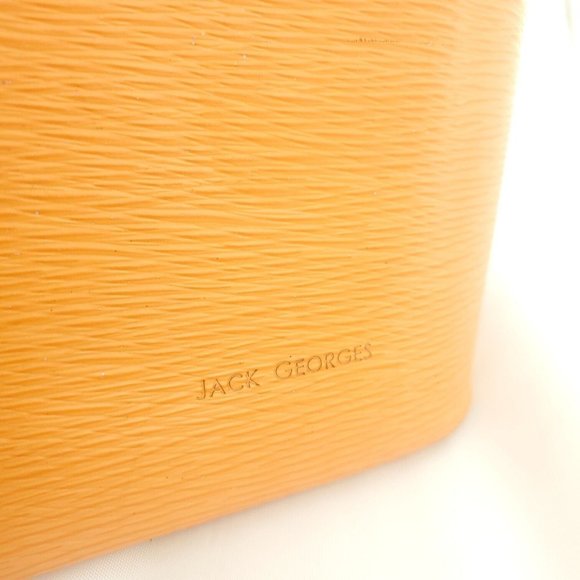 Jack Georges Womens Orange Leather Handpainted Floral Double Handles Tote Bag - Picture 5 of 15